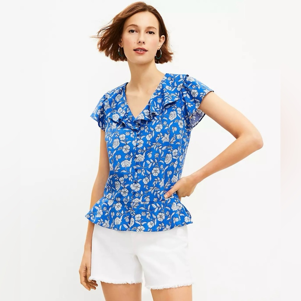 LOFT Floral Flutter Peplum Top
